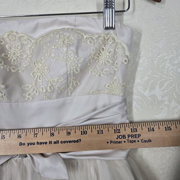 Haley Logan by Adrianna Papell Strapless Dress sz 3/4* Beige Chiffon Embroidered - Picture 14 of 16